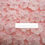 100 Soft Pink Pearl Small Crochet Flowers Sewing Scrapbook Wedding Crafts