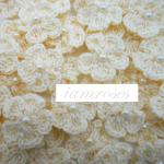  50 Cream Small Pearl Crochet Flowers Sewing Scrapbook Wedding Crafts