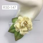 R50 - 147 (6 Pcs)     6 Cream Large Mulberry Paper Roses