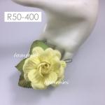 R50 - 400 (6 Pcs)     6 Soft Yellow Large Mulberry Paper Roses