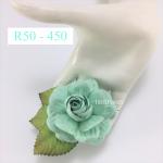 R50 - 450 (6 Pcs)     6 Aqua Large Mulberry Paper Roses