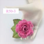 R50 - 3 (6 Pcs)     6 Pink Large Mulberry Paper Roses