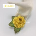 R50 - 401 (6 Pcs)     6 Yellow Large Mulberry Paper Roses