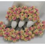 Mini Half Pink - Yellow Mulberry Paper Flowers