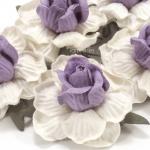 White with SOFT Purple Center Paper Tea Roses