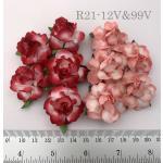 50 Mixed 2 Red Tone Edge Craft Paper Flowers