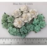 35 Mixed 5 sizes of Mint Aqua White Craft Paper Flowers