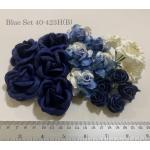 20 Mixed 4 Sizes Blue White Roses - Lily Paper Flowers