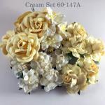  20 Mixed 4 Sizes Cream White Lily Roses Paper Flowers