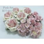15 Mixed 4 Sizes Paper Flowers Pink Shade