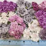  115 Mixed 6 Designs of Purple Lavender Paper flowers MIXED - Each pack are not exactly alike