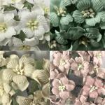 25 Mixed Blush / White / Dusty Green / Beige Paper Flowers