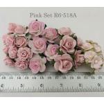  30 Mixed 4 Designs Paper Flowers Pink Shade