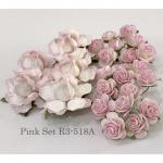  25 Mixed 2 Designs 3 Colors Paper Flowers Pink Shade