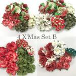  4 DIY Christmas Mixed Sizes Paper Flowers