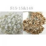  50 Mixed JUST White - Taupe Small Spring Cottage Paper Flowers