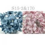 Mixed JUST Baby Blue - Soft Pink Small Spring Cottage Paper Flowers