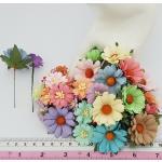 25 Mixed Pastel in 2 Sizes of Daisy flowers