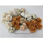 Mixed Sizes Mustard Beige White Paper Flowers
