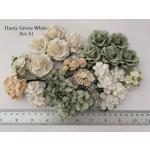 75 Mixed Sizes Dusty Beige White Paper Flowers