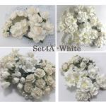 WHITE Mixed DIY Set paper flowers (Set4A-White)