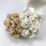  Mixed JUST White and Beige Carnation Flowers 
