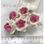 White - Pink Center Large Artificial Handmade Mulberry Paper Flowers Roses for crafts or wedding from Thailand