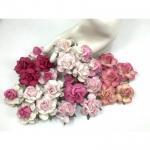 25 Large 2" or 5 cm - Mixed Pink Paper Tea Roses (NEW)