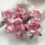 50 Medium 1.5" White - Pink EDGE May Roses