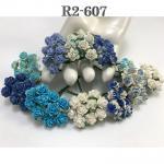 100 Mini 1/4" or 1cm Mixed All Blue Open Roses