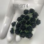  100 Mini 1/4" or 1cm SOLID Black Open Roses