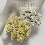 100 Size 1/2" or 1.5 cm Mixed JUST White - Cream Open Roses