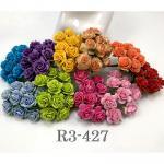 100 Size 3/4" or 2cm Mixed Rainbow Open Roses (New)