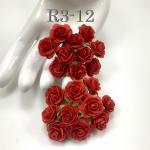  100 Size 3/4" or 2cm Solid Red Open Roses