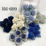  50 Size 1" or 2.5cm Mixed Blue BOY Open Roses