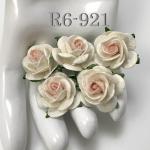 50 Size 1" or 2.5cm White - Soft Pink Center Open Roses