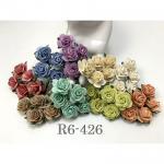 25 Size 1" or 2.5cm Mixed Pastel Open Roses