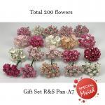200 Assortment 4 Mini - Small Cottage and Open Roses Pink ( A7)