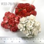 50 Puffy Roses (1-1/4or3cm) Mixed Red-WHITE(12/12V/15)