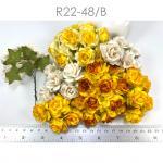 Yellow White Mixed Paper Flowers 1-1/4" or 3 cm