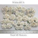 White Mixed Paper Flowers Mixed 1" to 2.5"