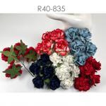 25 Large 2" or 5 cm - Mixed 5 Patriot Tea Roses
