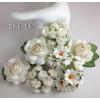 ZB 4 - 15     33 Mixed White Big Roses Daisy Carnation Paper Flowers