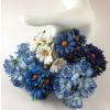 30 Mixed All Blue White Daisy Roses Paper Flowers