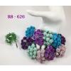 100 Size 5/8" or 1.5 cm Mixed Purple -Turquoise Open Roses