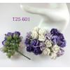 100 Mixed Purple White Puffy Semi Rose Buds