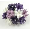 50 Mixed Purple White Small Spring Cottage Paper Flowers