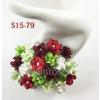 50 Small Red White Green Mixed Christmas Paper Flowers 