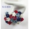 Small Blue Red White Mixed Paper Flowers