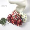 25 Mixed Red Tone & White Paper Flowers